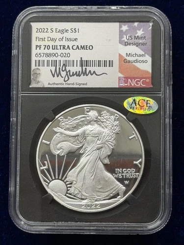 2022 W American Eagle 1 oz Silver Proof NGC PF 70 Ultra Cameo Gaudioso