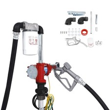 12V DC fuel transfer pump Red w/ Nozzle Kit for Gasoline Diesel 15GPM