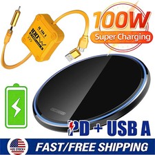100W Wall Fast Charger Wireless Charging Pad For Samsung iPhone Android Phone US