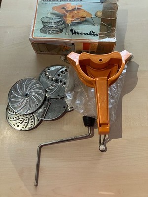 Mouli Julienne 445 Moulinex Design - Vintage mit 5 Scheiben Zubehör orange