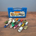 Matchbox Diecast Car Lot 18 Piece Blue Carry Case Multi Good Vintage Set