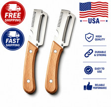 Stainless steel peeler with wooden handle for...