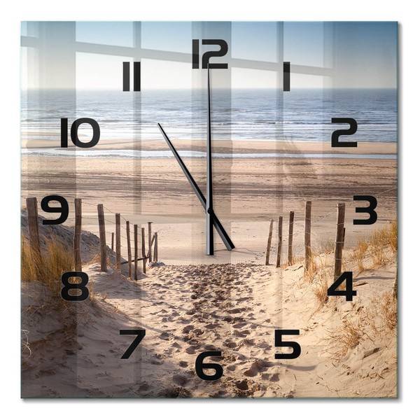 Glasuhr Glas-Wanduhr Mit Leisem Uhrwerk KüStendüNen Schwarze Zeiger 60X60 Cm-image