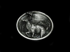 UE05130 VINTAGE 1984 BIG BUCK DEER COMMEMORATIVE BERGAMOT BELT BUCKLE