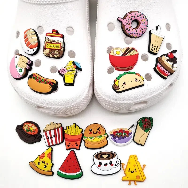 20pcs Crocs Jibbitz Funny Cute Food Pattern Shoes Sandals Slippers Charms  Decora