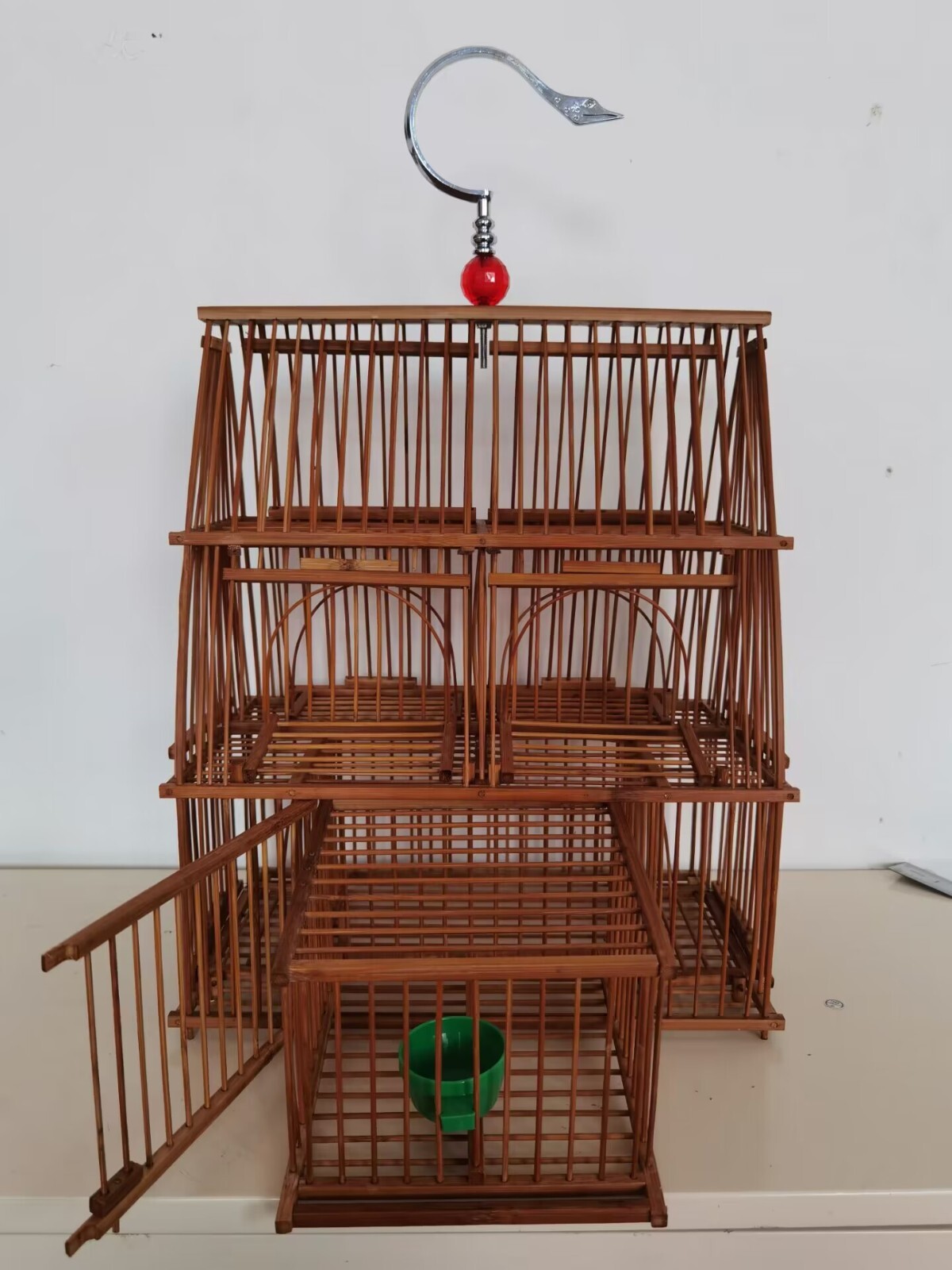 New 6Door Bambo Birdcage Repeating Trap Cage for Birds Catch Birds