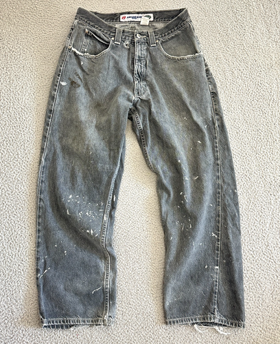 Vintage Y2K Anchor Blue Jeans Mens 34 Baggy Denim Distressed Wide Leg 90s