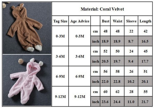 Newborn Baby Boy Girl Kids Bear Hooded Romper Jumpsuit Bodysuit Clothes Outfits - Picture 2 of 16