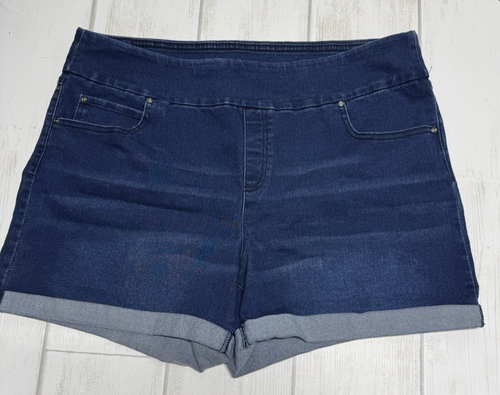 Time and True Size XL 16-18 Cuffed Pull On Blue Denim Jean Shorts