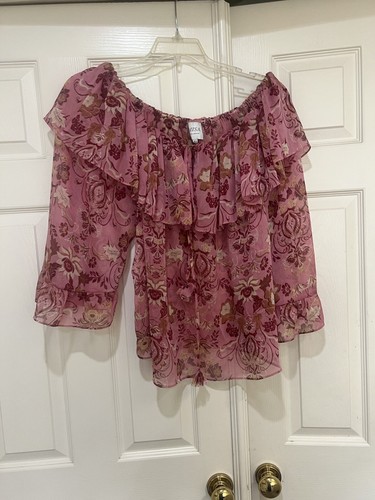 Revolve • MISA LA Soraya Floral Top Off Shoulder Blouse In Blush Size XL - Picture 3 of 10