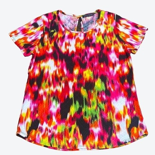 American City Wear Multi Color Psychedelic Colored Casual Blouse Size Large - Picture 7 of 7