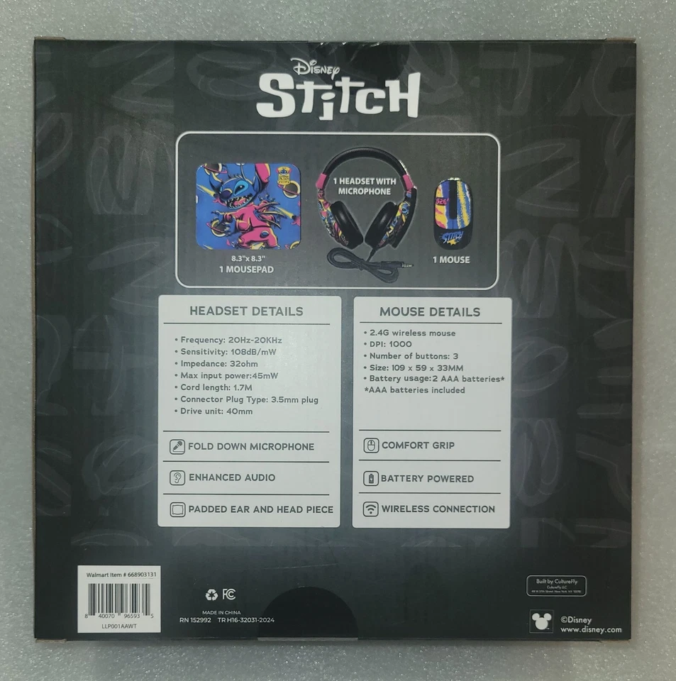 Disney Stitch Headset with Microphone, Wireless Mouse, and Mouse Pad Tech Bundle - Image 2 of 3