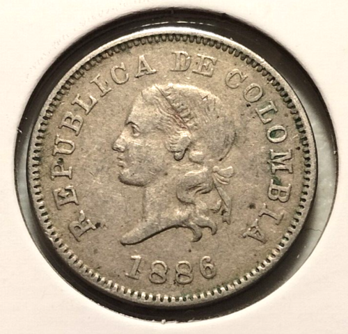 1886 Colombia 5 Centavos Coin - KM#183.2 - Combined Shipping (INV#8477)