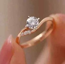 Real Moissanite 2.00Ct Round Cut Women's Engagement Ring 14k Rose Gold Plated
