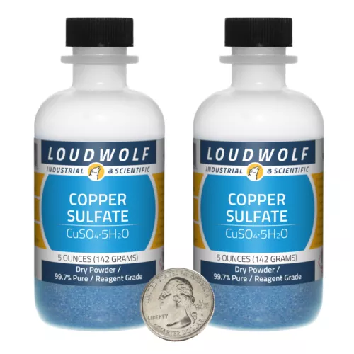 Copper Sulfate / 10 Ounces / 2 Bottles / 99.7% Pure Reagent Grade / Dry Powder