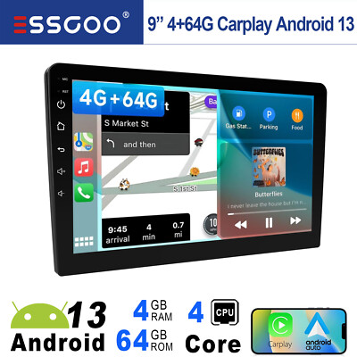 9'' Carplay Autoradio 2 DIN 4+64G Android 14 GPS Navigation RDS FM WiFi USB MP5