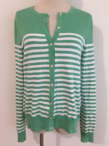 green and white striped cardigan