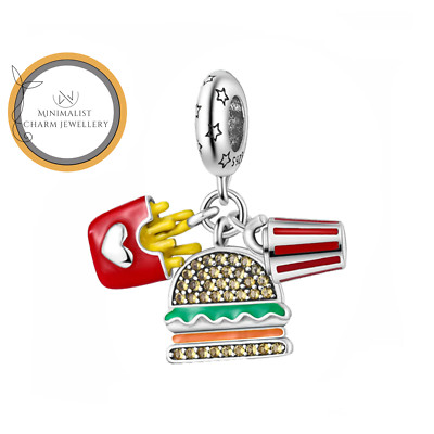 Burger, Fries And Drink Charm, Fast Food Charm, Food Charm, Women Gift Charm