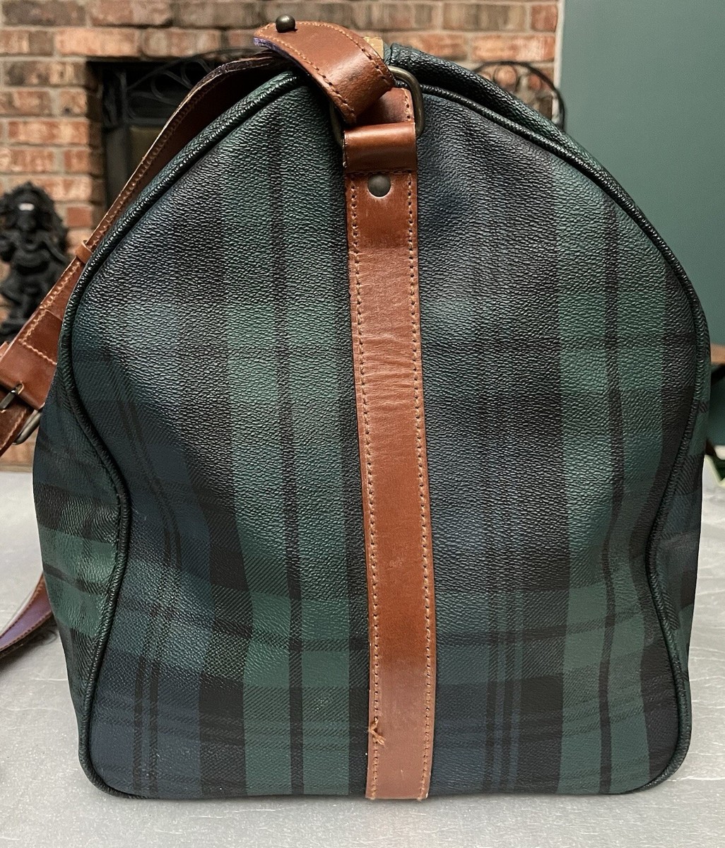Polo Ralph Lauren Boston Travel Duffle Handbag Bag Green PVC