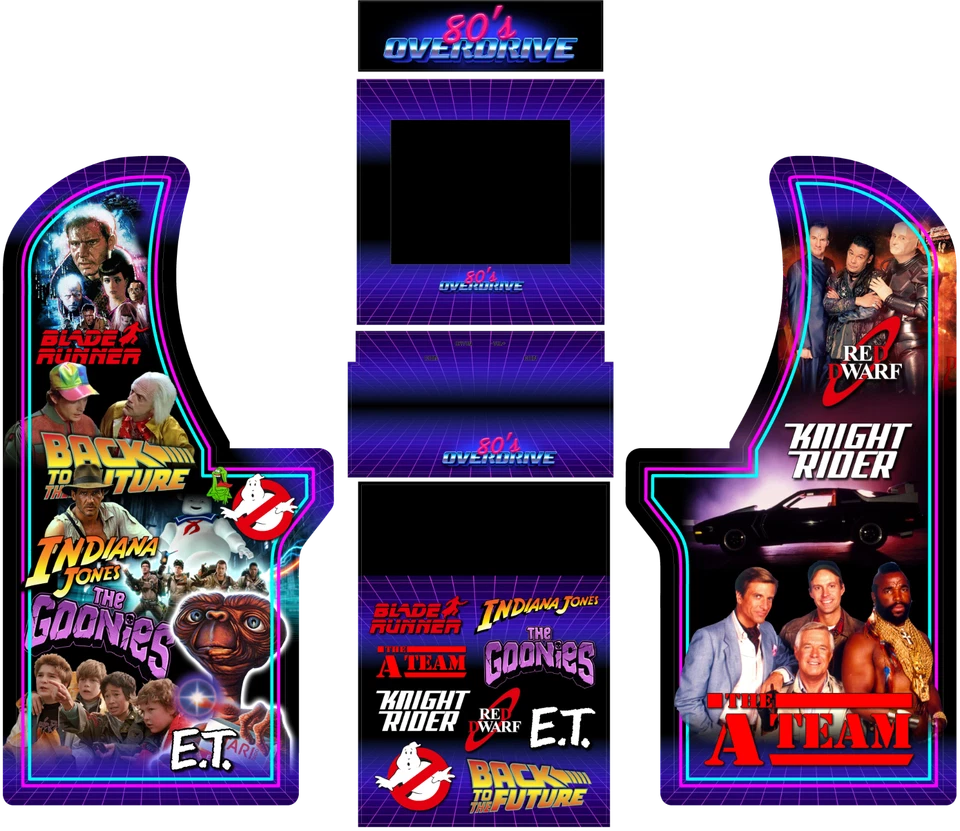 Arcade 1UP Cabinet graphics / artwork full cabinet - 80s Movie and TV Theme