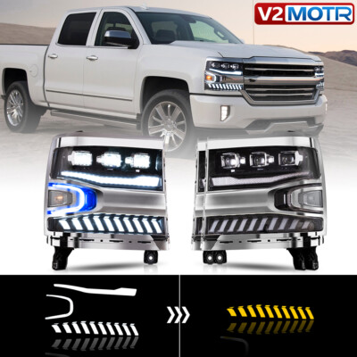 VLAND LED Head Lights For 2016-2018 Chevrolet Silverado 1500 w/Startup Animation