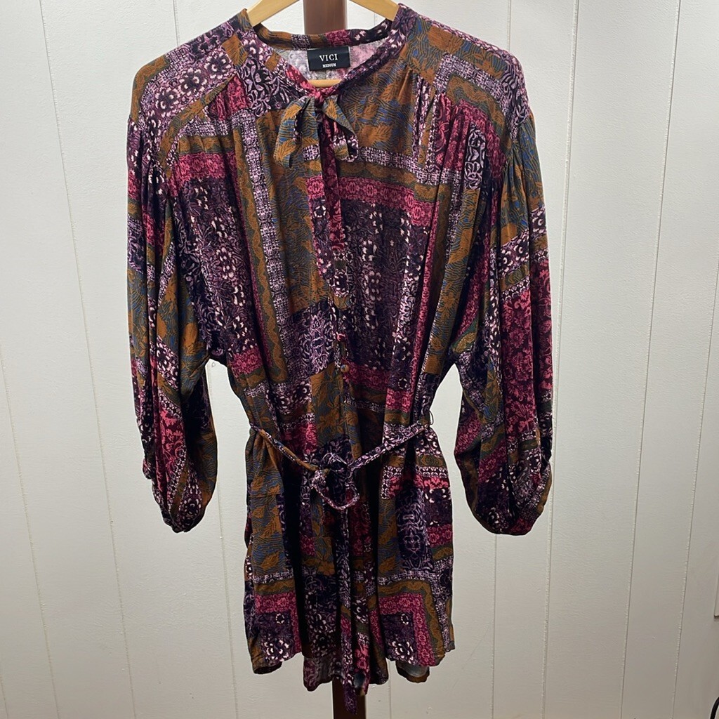 Vici Patchwork Print Long Sleeve Boho Romper Wome… - image 4