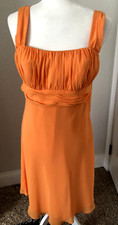 Sz 8 S M Davids Bridal CHIFFON FORMAL DRESS Empire COCKTAIL Wedding Prom Orange