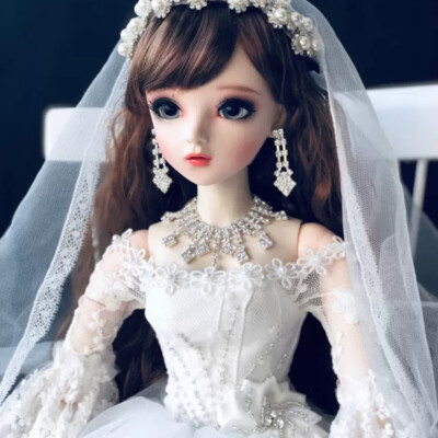 1/3 BJD Doll Toy 60cm Girl Doll Changeable Eyes Long Wigs Pretty Dress Full Set