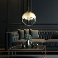 Design Pendel Decken Lampe Glas Kugel Wohn Arbeits Zimmer HäNge Leuchte Gold