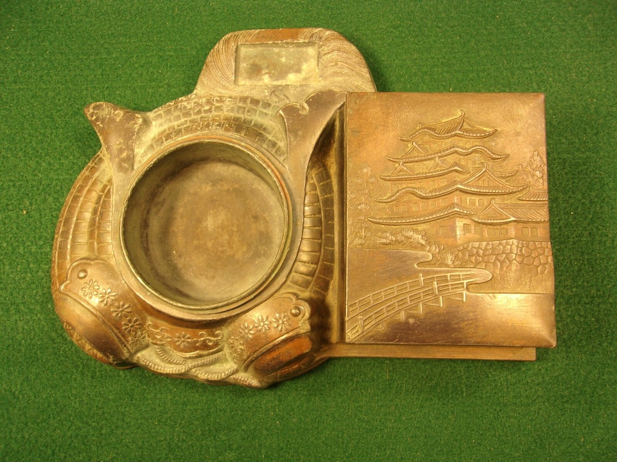 SUPER RARE OLD VTG ANTIQUE BRONZE/BRASS ASIAN JAPANESE TOBACCO  CASE/ROLLER/BOX?
