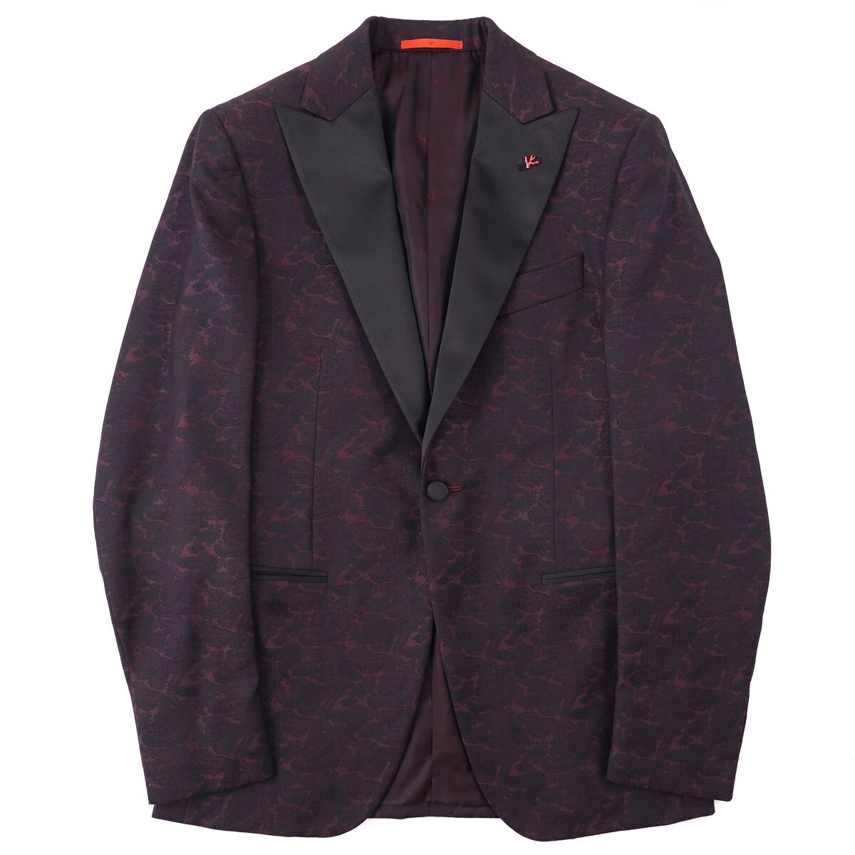 Isaia Burgundy Paisley Brocade Smoking Jacket 36R (Eu 46) Sport