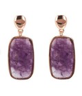 Bronzallure Orecchini Pendenti con Pietra Naturale Taglio a Saponetta AMETISTA
