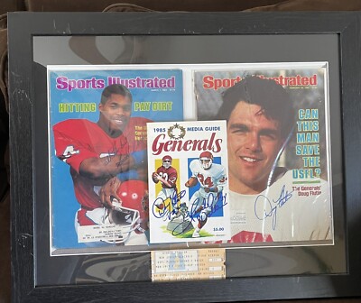 1985 USFL New Jersey Generals HERSCHEL WALKER Doug Flutie Autographed  Signed￼￼