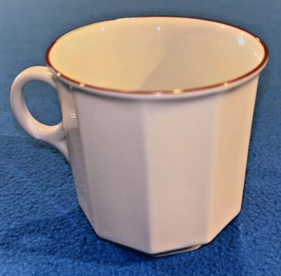 Porsgrund Norway White Coffee Cup Red Trim Octavia Oval Handle | eBay