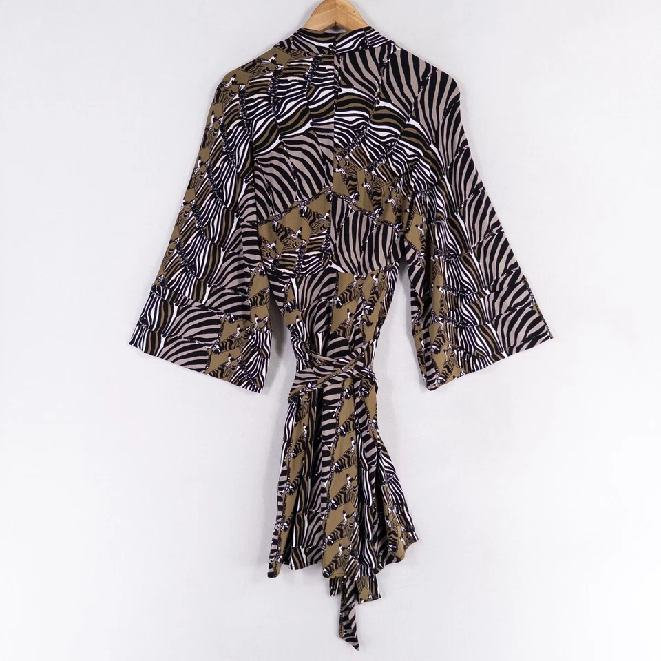 Banana Republic Issa London Short Dress Womens Sz 8 Zebra Print Kimono Sleeves - Image 3 of 4