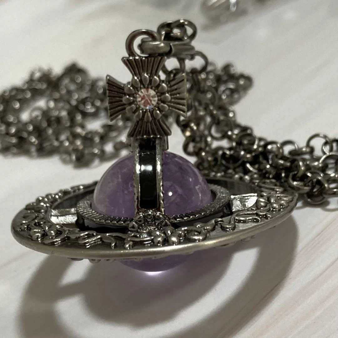 Vivienne Westwood Necklace Ornamental Small Orb Amethyst w/drawstring [EJ083