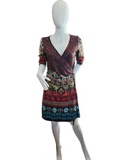 Pam & Arch Faux Wrap Dress In Coffee Brown Size M/L NWT