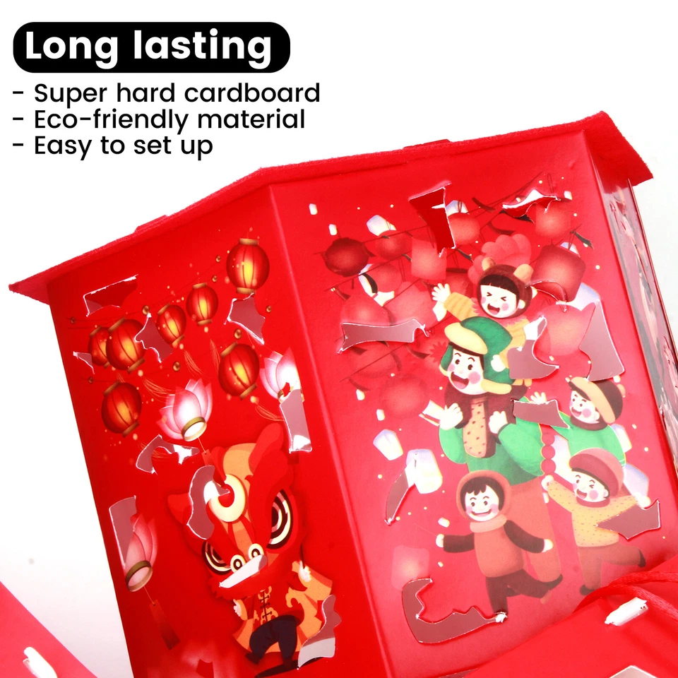 8 Piezas Linternas Año Nuevo Chino Rojo Cortes de Papel Linternas Festival Decoración para Niños Foto 3 de 4