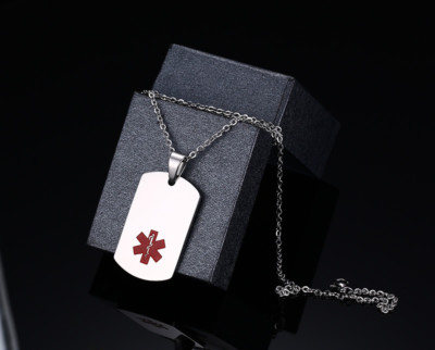 Free Engraving Medical Alert ID Dog Tag Pendant Necklace Stainless ...