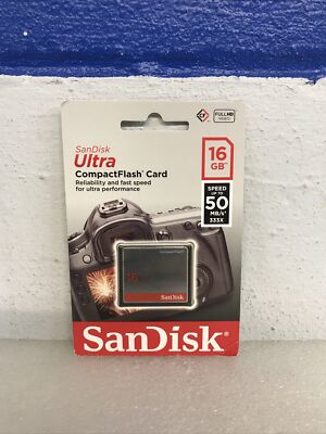 SanDisk Ultra CompactFlash Memory Card 16 GB 50 MB/s SDCFHS-016G-A46 New Sealed