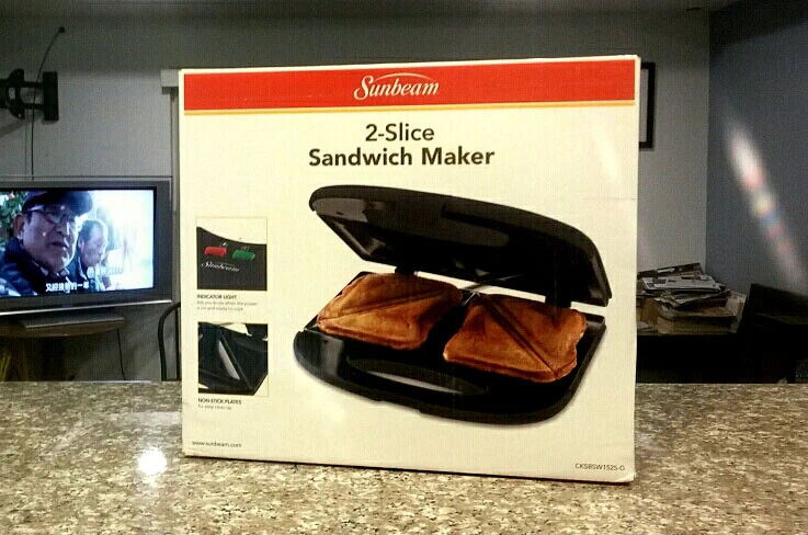 Sunbeam 2-Slice Sandwich Maker CKSBSW1525, Indicator Lights, Gray
