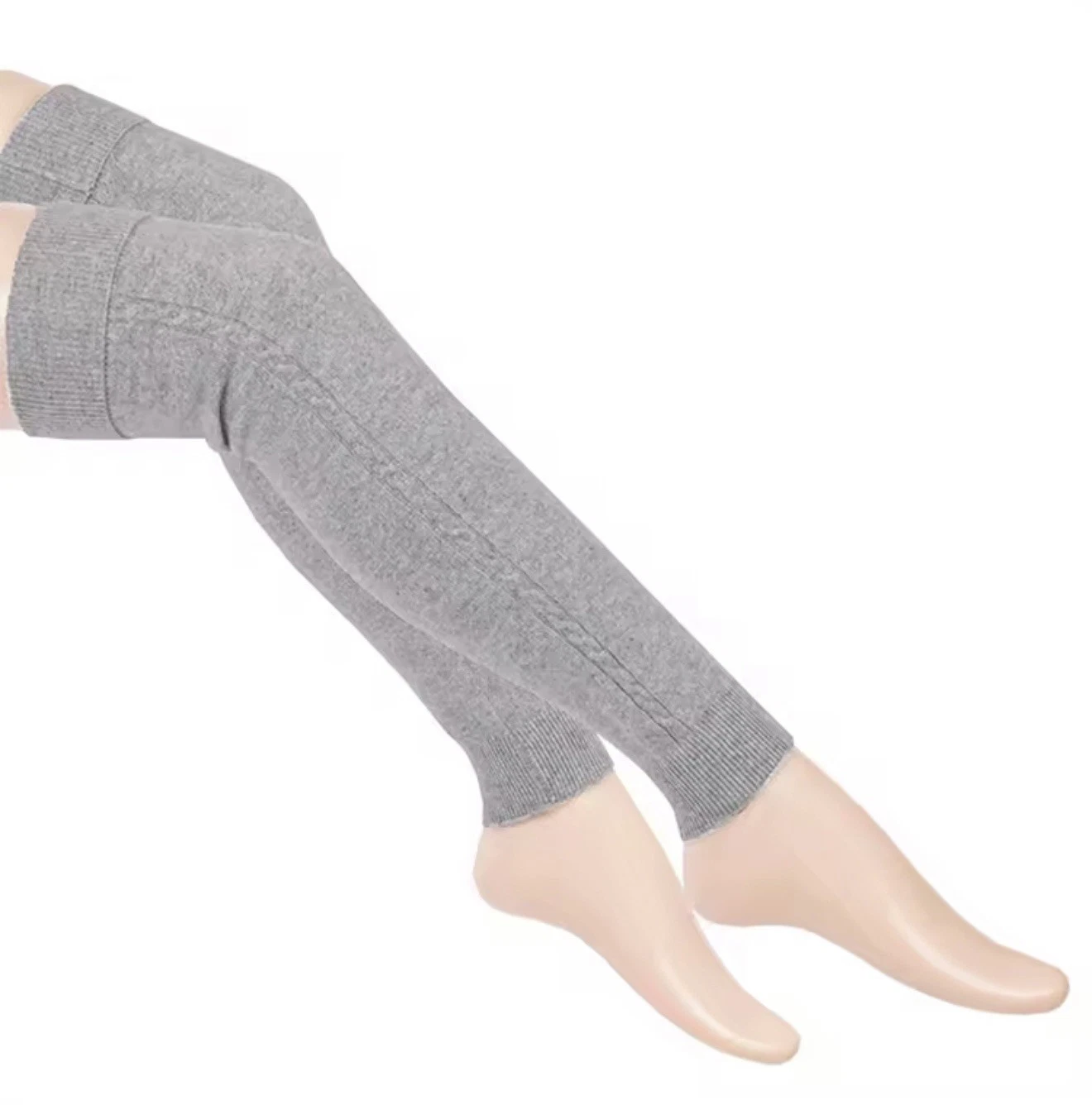 Luxurious 100% Inner Mongolian Cashmere Leg Warmers Socks Light Grey