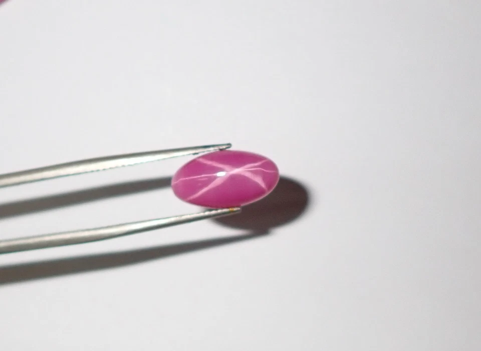 Opaque Star Ruby Long Oval 15x8 mm Cabochon 6 Rayed Lab-created Stone 1 pc Lot - Image 3 of 4