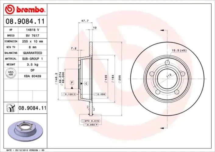 Fits BREMBO 08.9084.11 Brake disc 1 pc. 08.9084.11 ​​​​Brembo offers ⭐UK Stock⭐ - Image 3