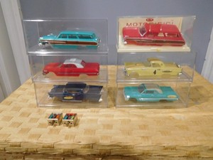 Ideal Motorific Car Bodies Set of 6 Cars w Box 2 Working Motors 6 Display Cases