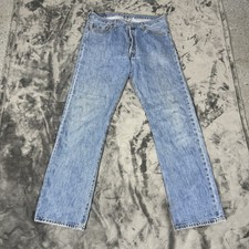 Levis 501 Jeans Mens 36x34 Blue Button Fly Denim Straight Leg Pants Classic