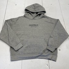 Brooklyn Cloth Hoodie Sweatshirt Mens Medium Gray Originals Logo Fleece Pullover