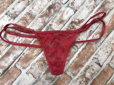 Fashion Nova Sexy Double Cross Back String Red Floral Lace G String Panty Medium