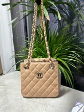 Chanel 22S Mini Tote Bag Chain Bucket Shoulder Bag Beige Leather [Duties Paid]