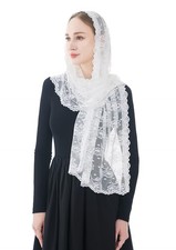 Catholic Chapel Veil   Floral Mantilla Head Covering for Church, Prayer, and ...